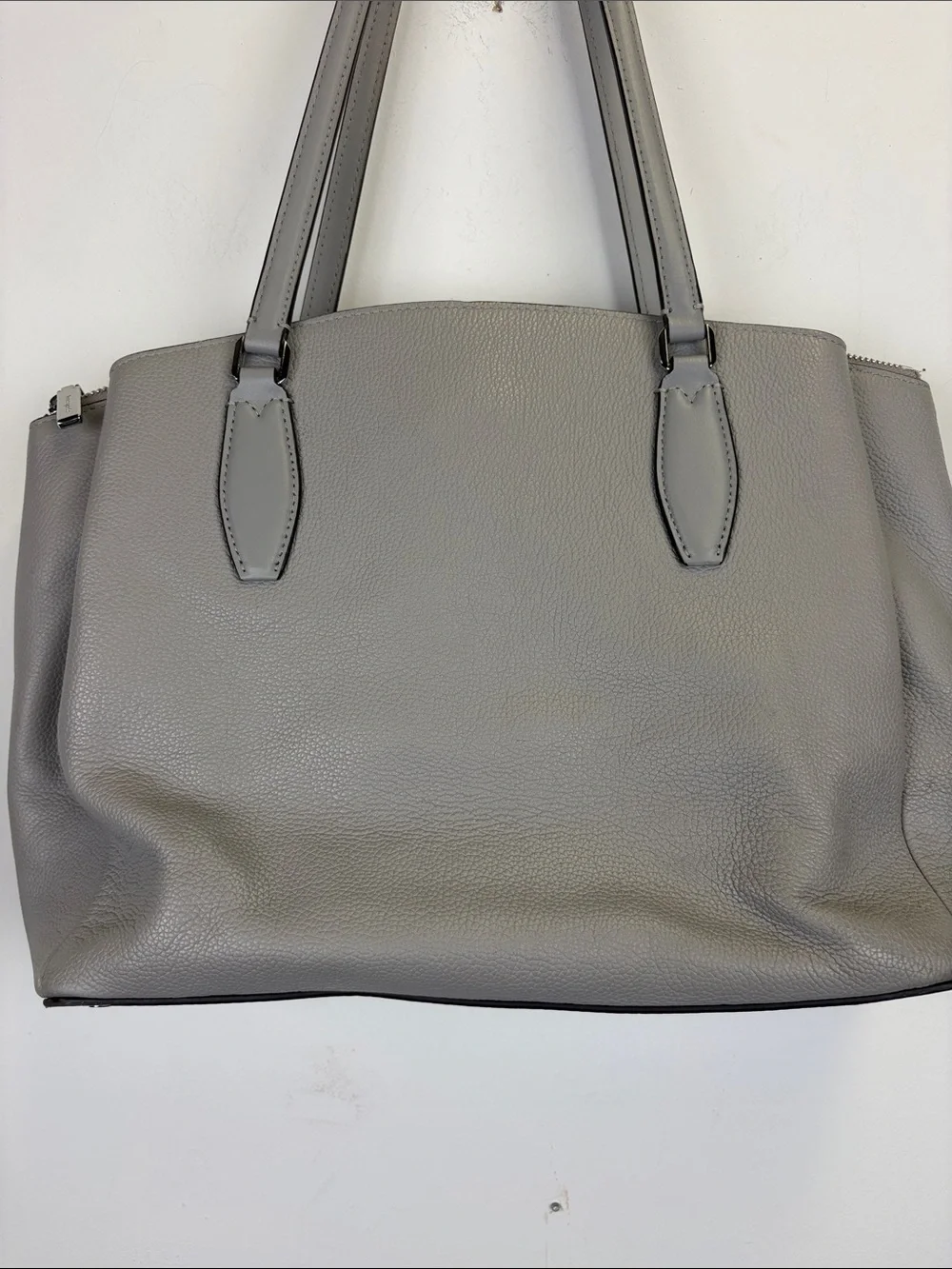 Kate Spade Monet Large Triple Compartment Tote Gray Pebbled Leather Shoulder Bag